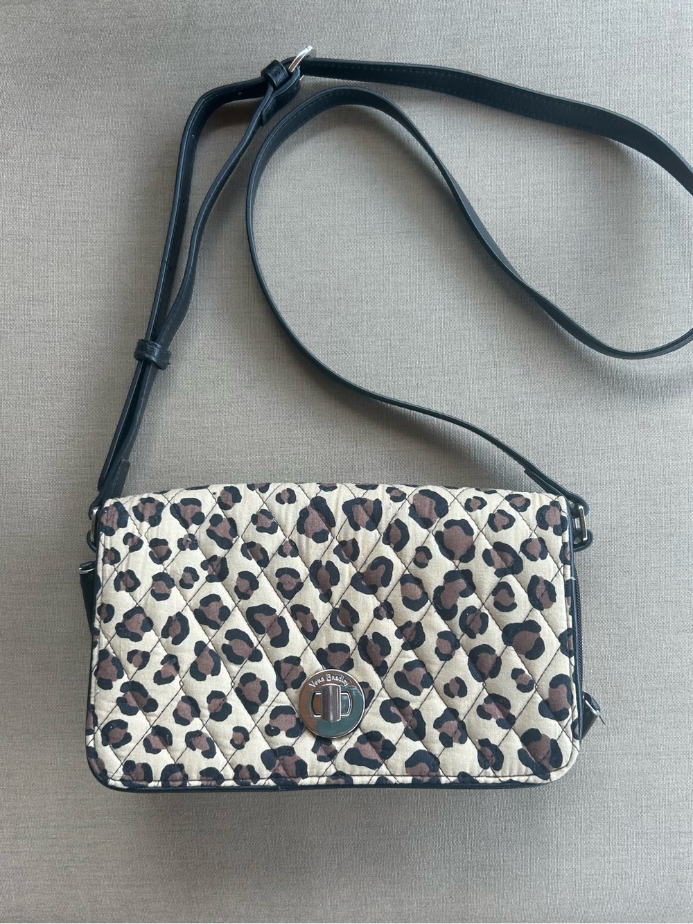 NWT Vera Bradley Leopard Print Crossbody Bag in Beige and Brown
